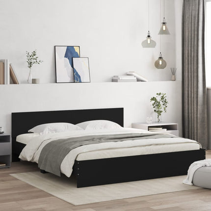 sengeramme med sengegavl 160x200 cm sort