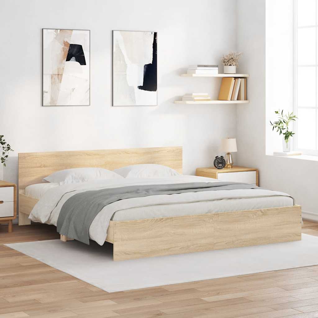 sengeramme med sengegavl 160x200 cm sonoma-eg