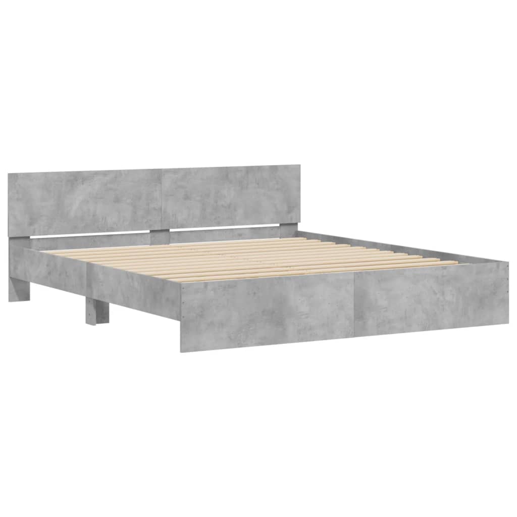 sengeramme med sengegavl 160x200 cm betongrå