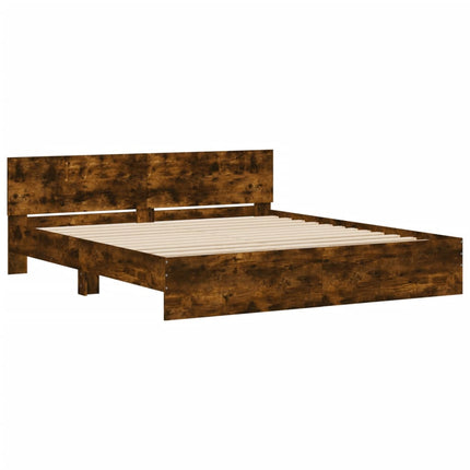 sengeramme med sengegavl 160x200 cm røget egetræsfarve