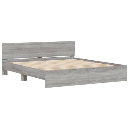 sengeramme med sengegavl 160x200 cm grå sonoma-eg