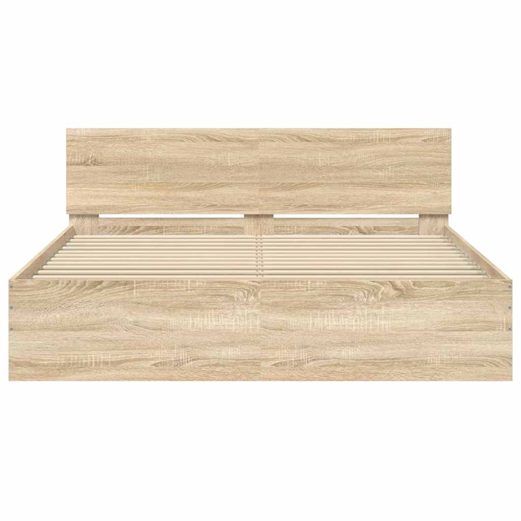 sengeramme med sengegavl 150x200 cm sonoma-eg