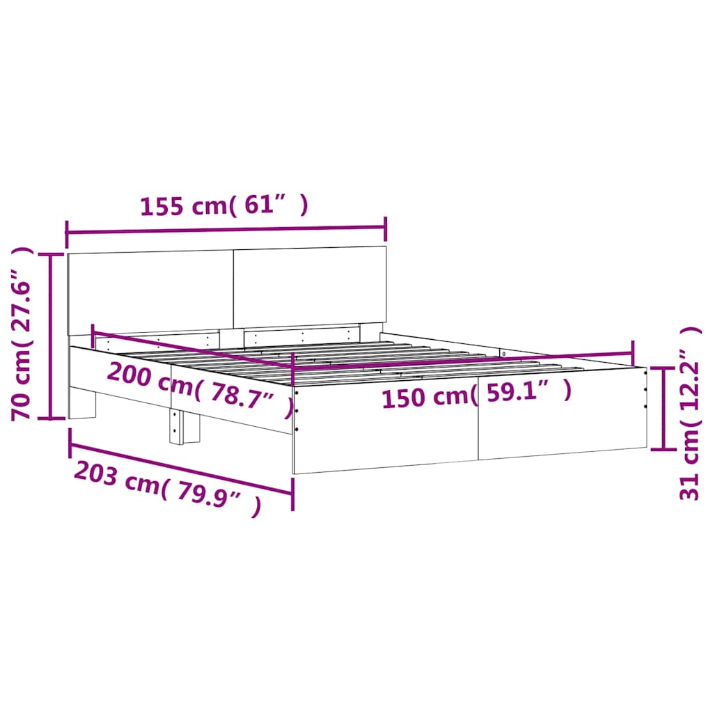 sengeramme med sengegavl 150x200 cm sonoma-eg