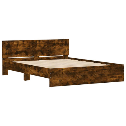 sengeramme med sengegavl 150x200 cm røget egetræsfarve