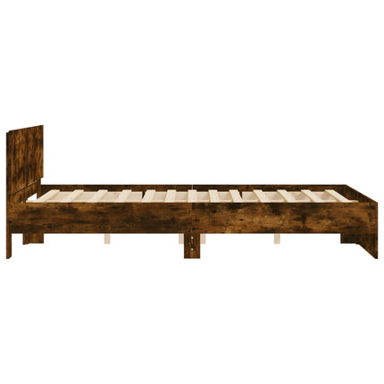 sengeramme med sengegavl 150x200 cm røget egetræsfarve