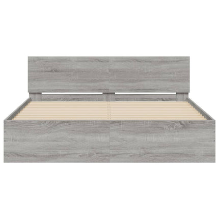 sengeramme med sengegavl 150x200 cm grå sonoma-eg