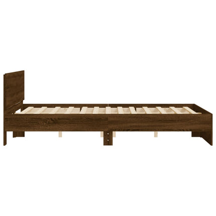 sengeramme med sengegavl 150x200 cm brun egetræsfarve