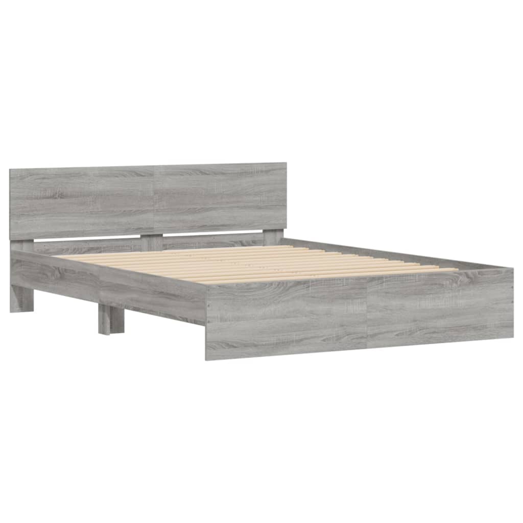 sengeramme med sengegavl 140x200 cm grå sonoma-eg