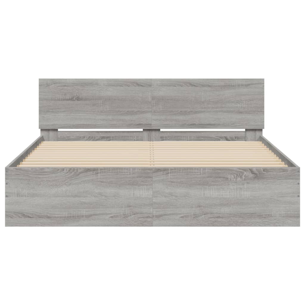 sengeramme med sengegavl 140x200 cm grå sonoma-eg