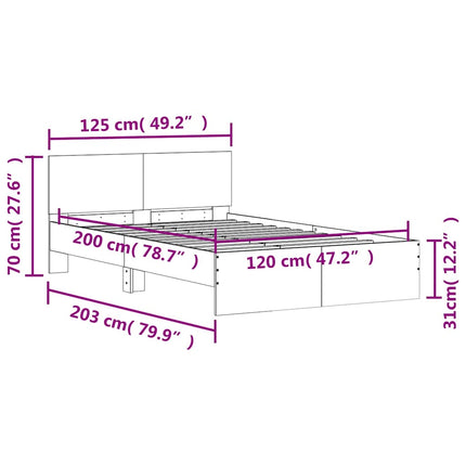 sengeramme med sengegavl 120x200 cm sonoma-eg