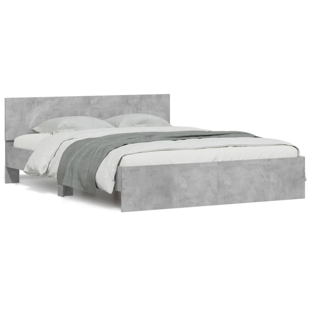 sengeramme med sengegavl 140x190 cm betongrå