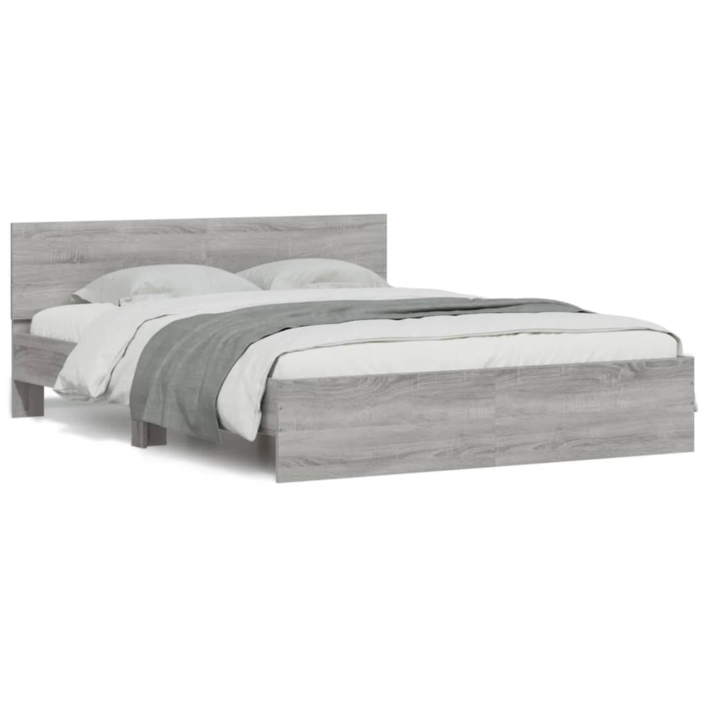 sengeramme med sengegavl 140x190 cm grå sonoma-eg