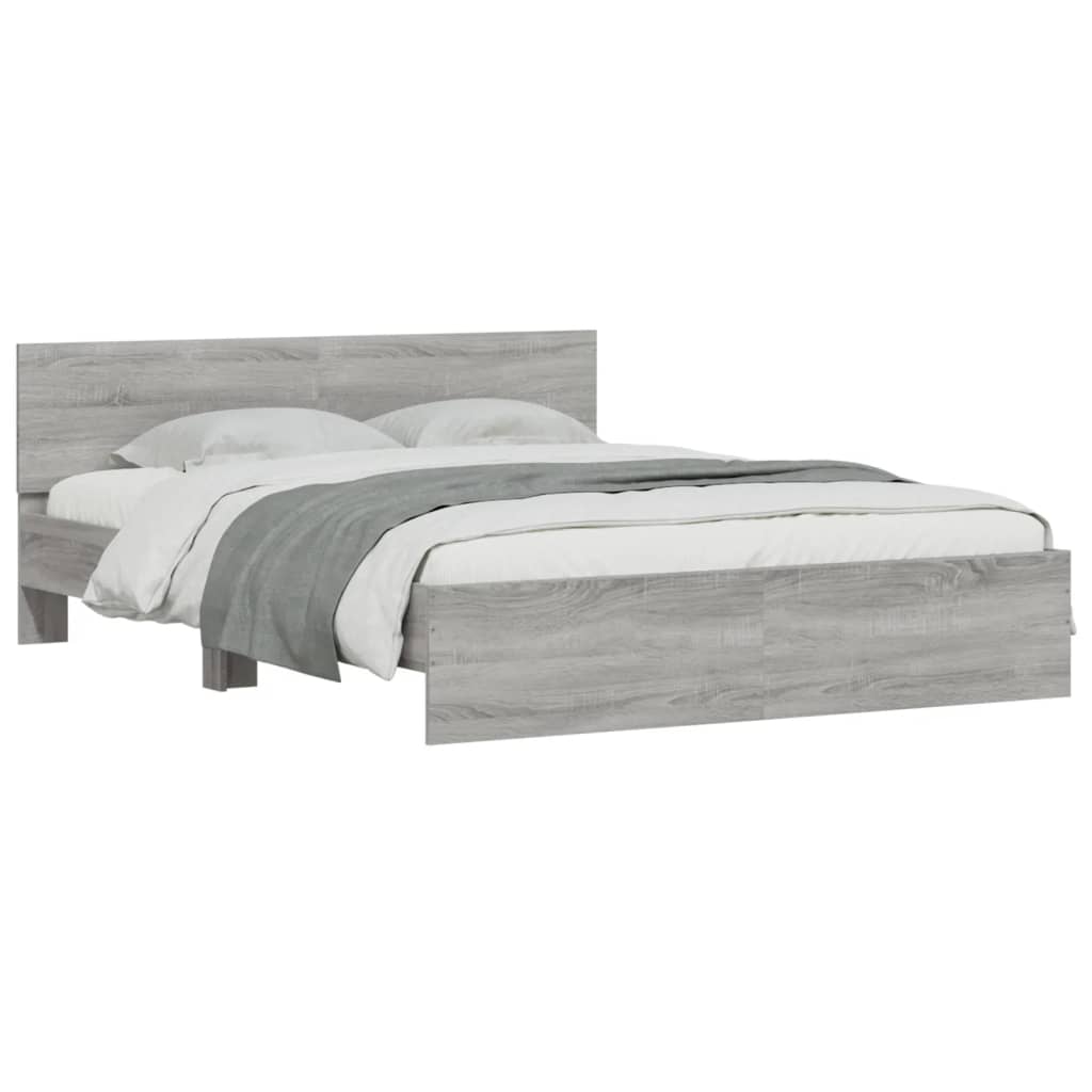 sengeramme med sengegavl 140x190 cm grå sonoma-eg