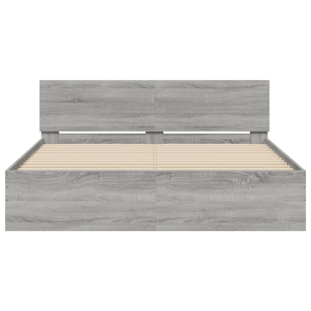sengeramme med sengegavl 140x190 cm grå sonoma-eg
