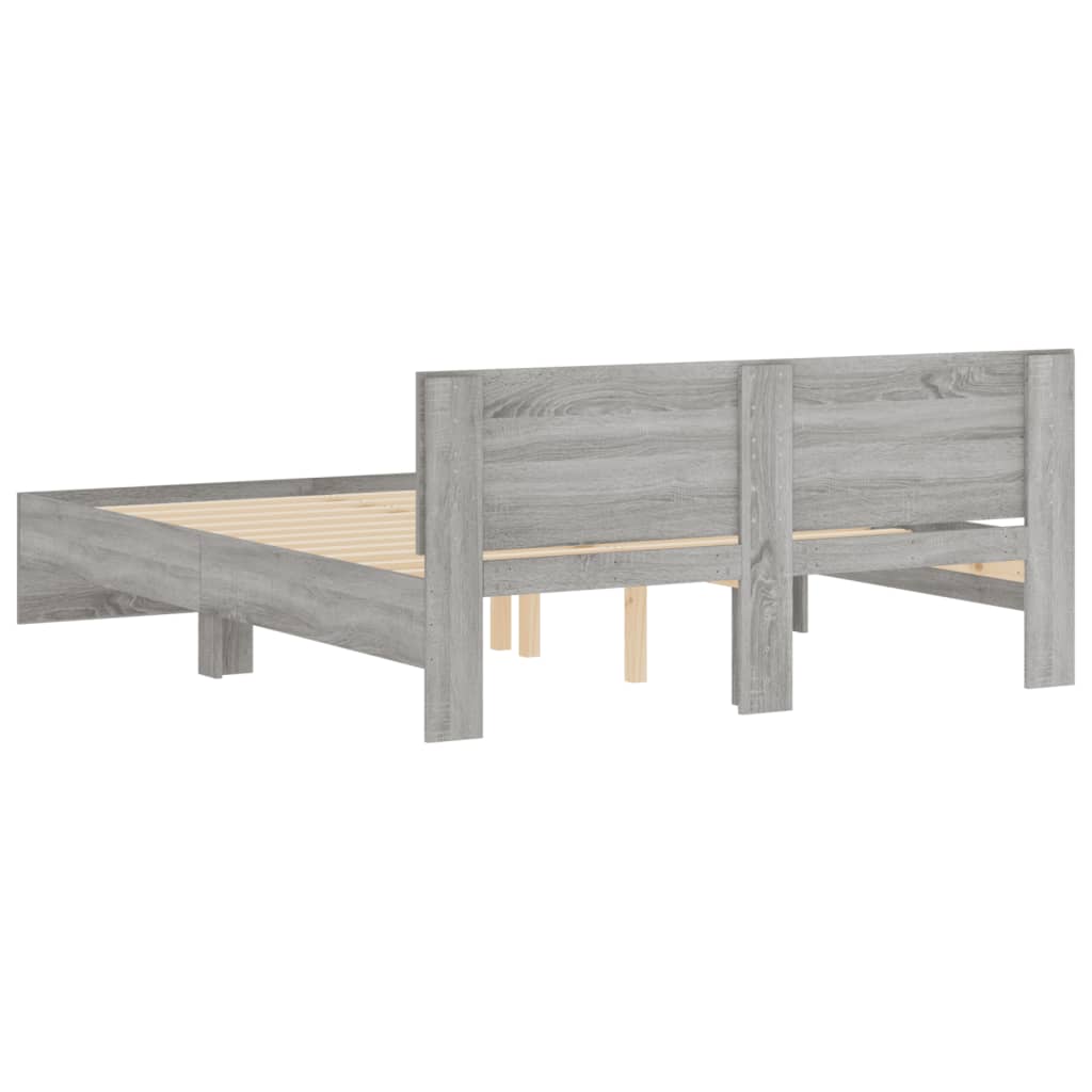 sengeramme med sengegavl 140x190 cm grå sonoma-eg
