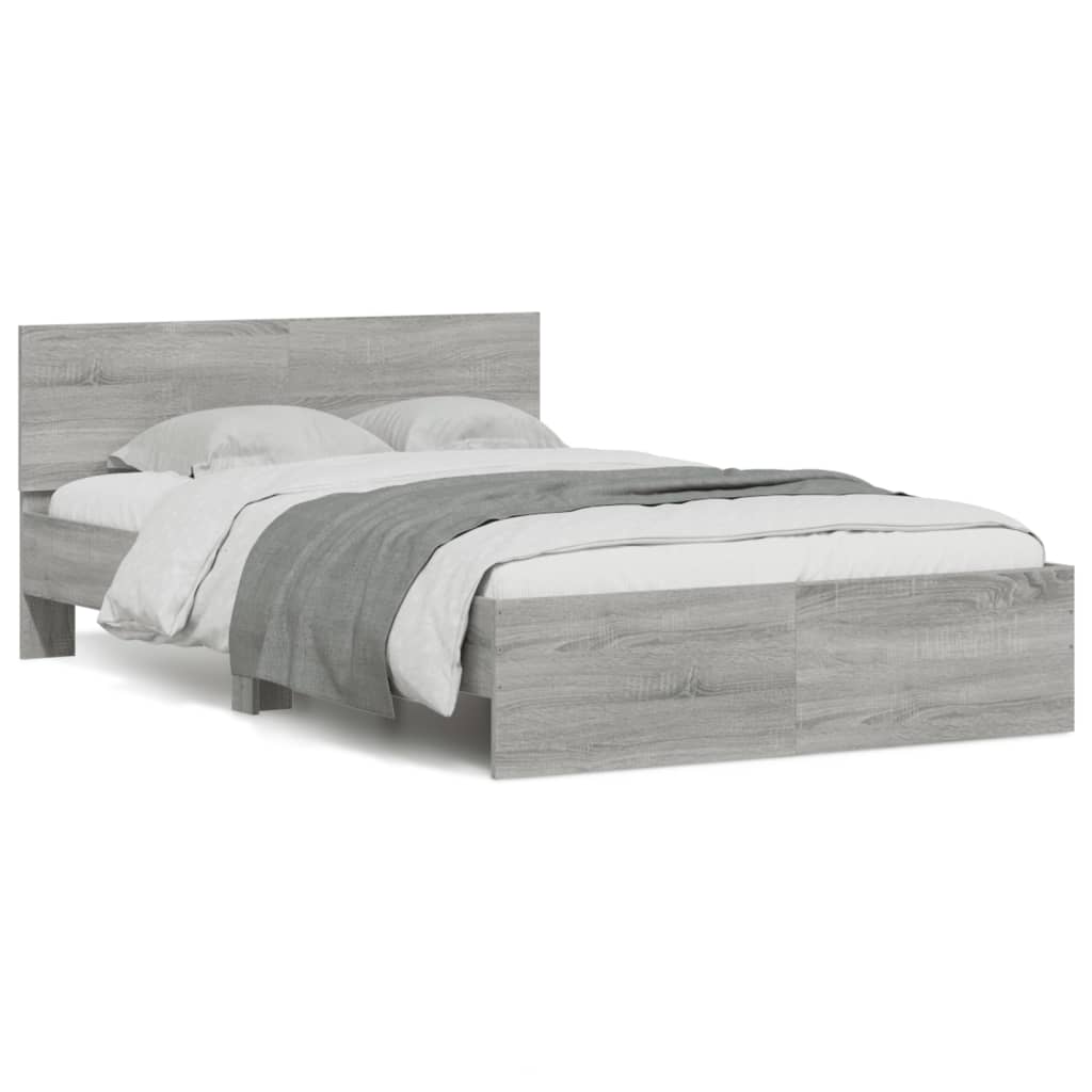 sengeramme med sengegavl 135x190 cm grå sonoma-eg