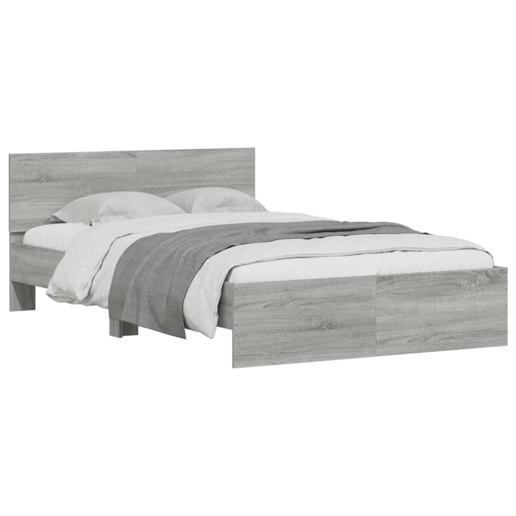 sengeramme med sengegavl 135x190 cm grå sonoma-eg