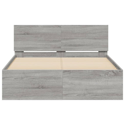 sengeramme med sengegavl 135x190 cm grå sonoma-eg