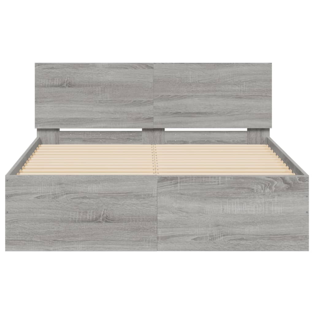 sengeramme med sengegavl 135x190 cm grå sonoma-eg