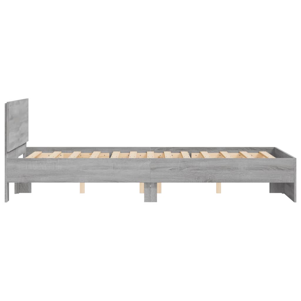 sengeramme med sengegavl 135x190 cm grå sonoma-eg