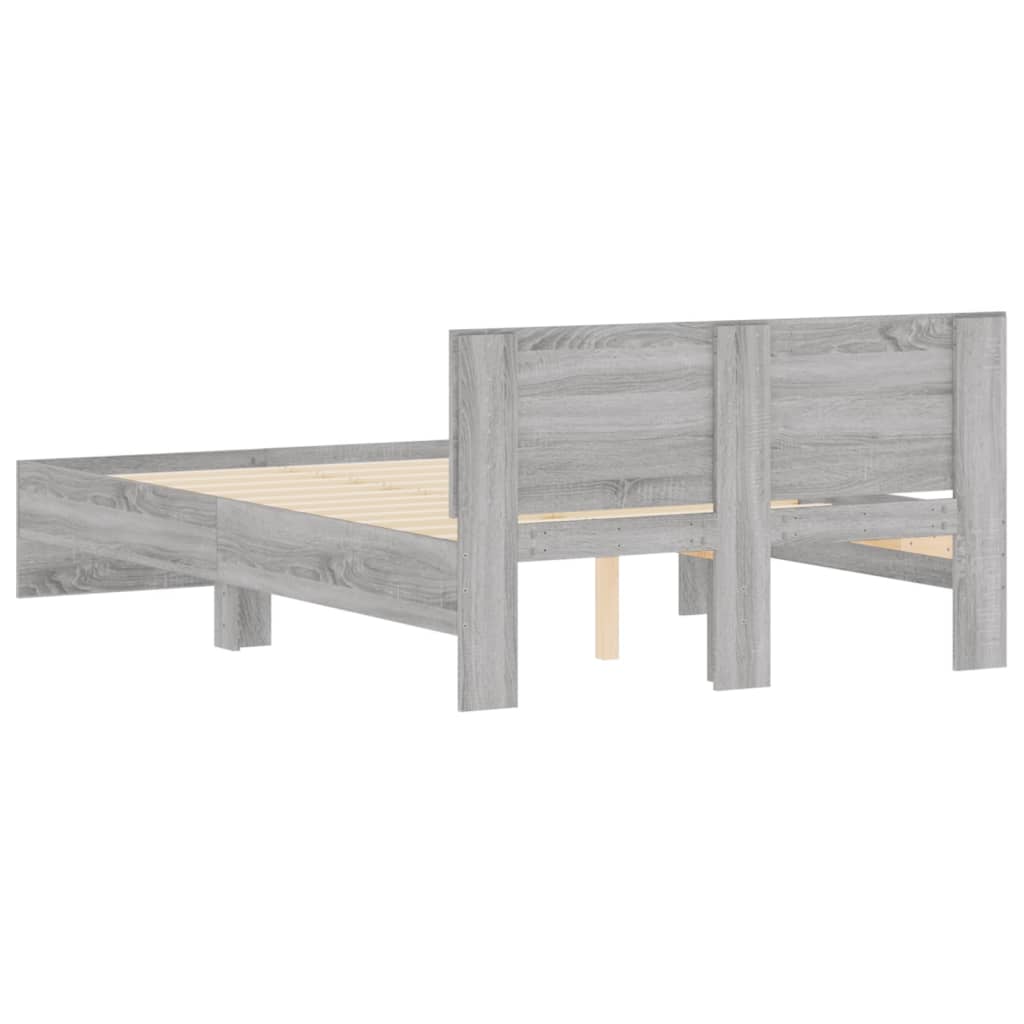 sengeramme med sengegavl 135x190 cm grå sonoma-eg