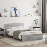sengeramme med sengegavl 135x190 cm grå sonoma-eg