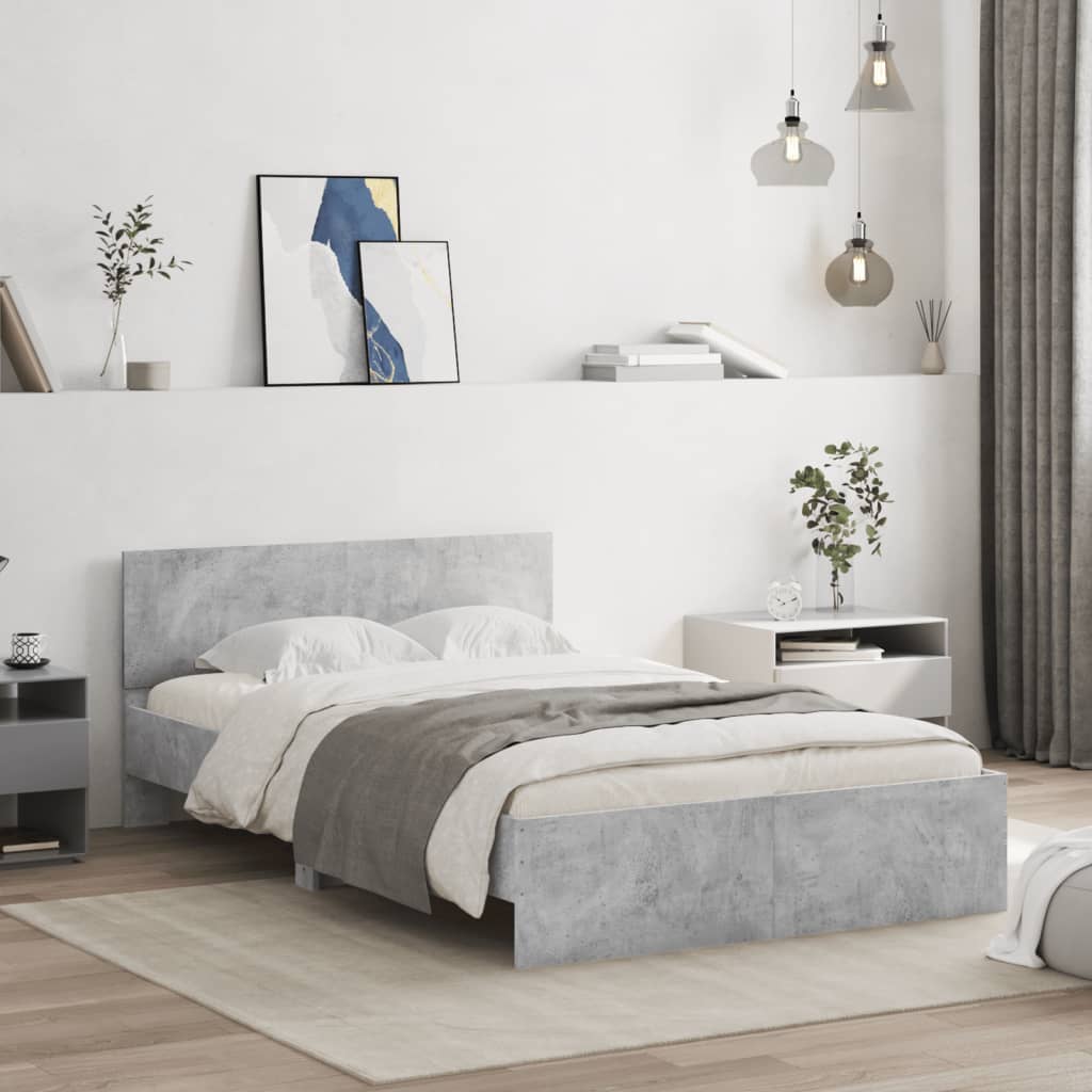 sengeramme med sengegavl 120x190 cm betongrå
