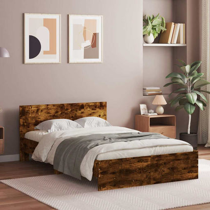 sengeramme med sengegavl 120x190 cm røget egetræsfarve