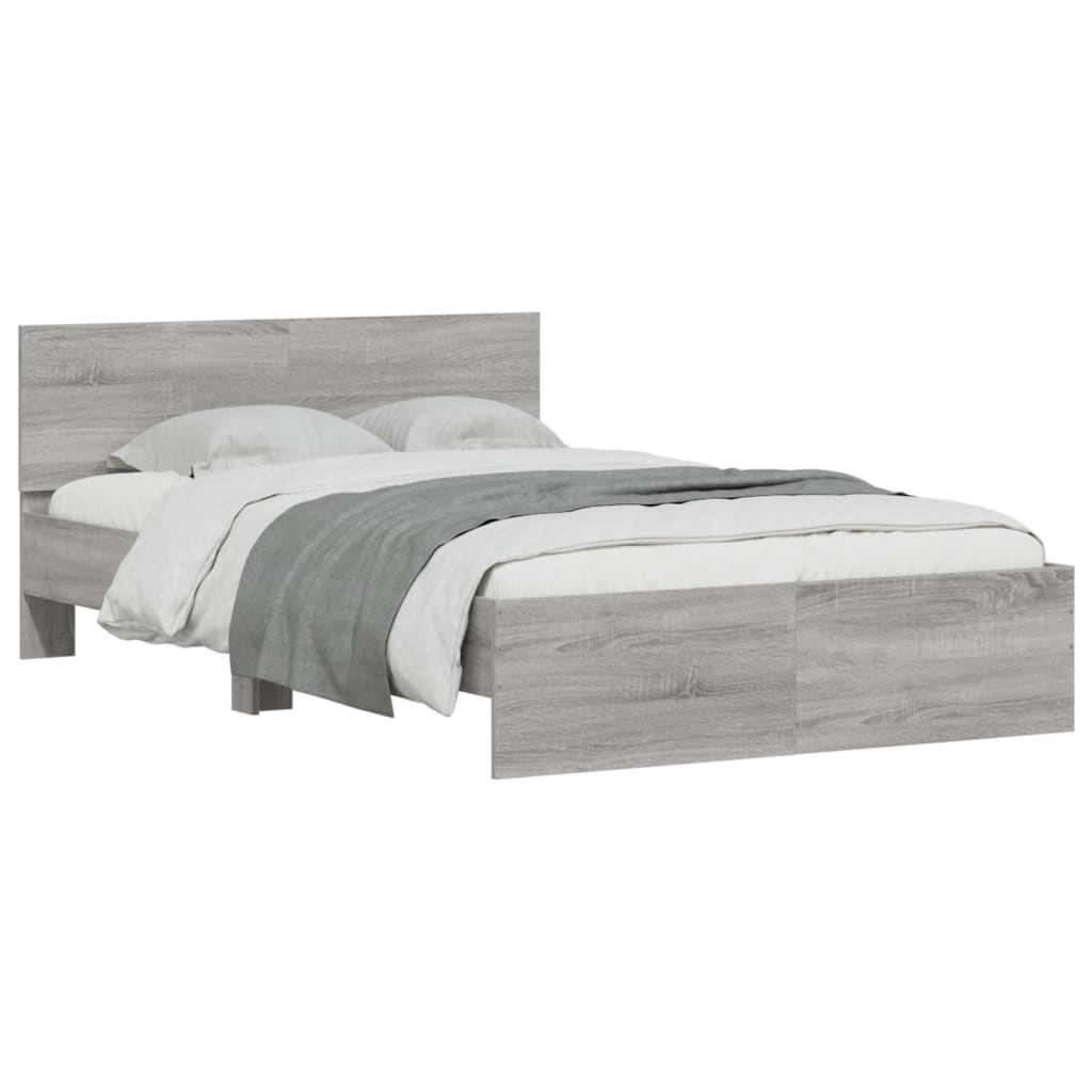 sengeramme med sengegavl 120x190 cm grå sonoma-eg