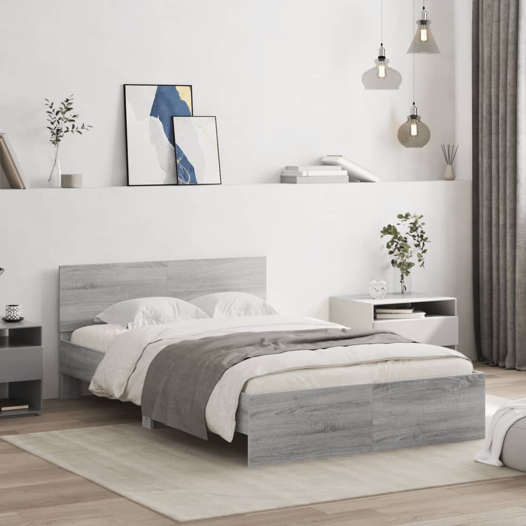 sengeramme med sengegavl 120x190 cm grå sonoma-eg