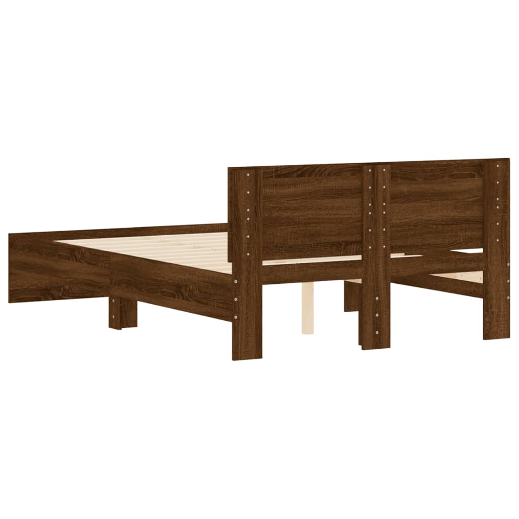 sengeramme med sengegavl 120x190 cm brun egetræsfarve