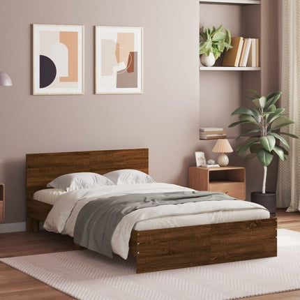 sengeramme med sengegavl 120x190 cm brun egetræsfarve