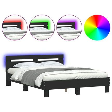 sengeramme med LED uden madras 150x200 cm sort