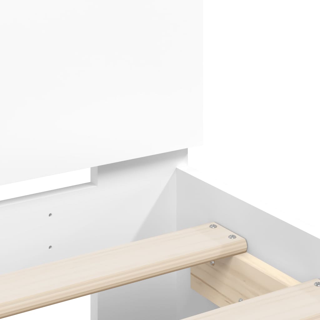 sengeramme med sengegavl og LED-lys 120x200 cm hvid