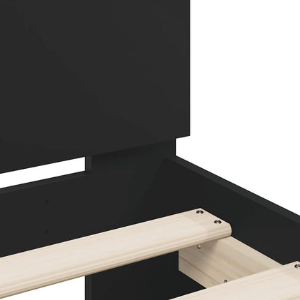 sengeramme med sengegavl og LED-lys 120x200 cm sort