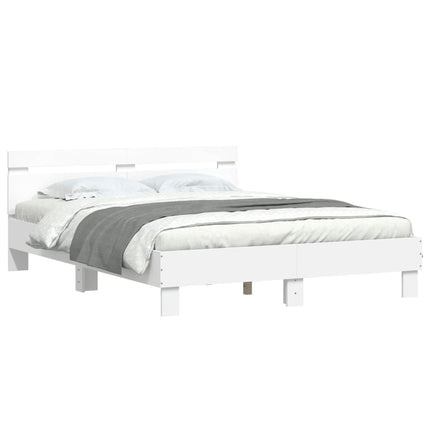sengeramme med sengegavl og LED-lys 140x190 cm sonoma-eg