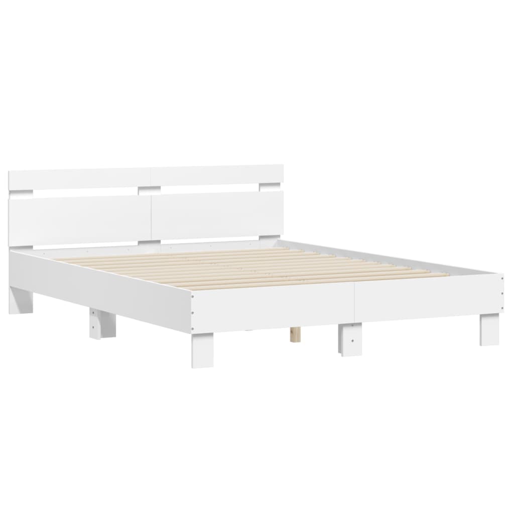 sengeramme med sengegavl og LED-lys 140x190 cm sonoma-eg