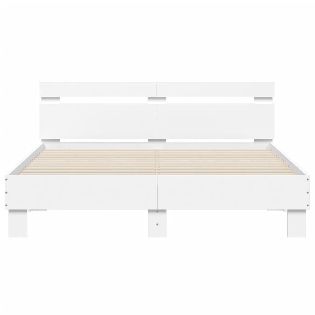 sengeramme med sengegavl og LED-lys 140x190 cm sonoma-eg