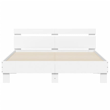 sengeramme med sengegavl og LED-lys 140x190 cm sonoma-eg