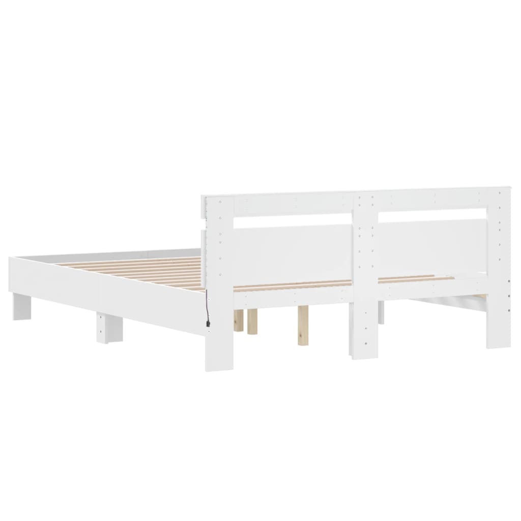 sengeramme med sengegavl og LED-lys 140x190 cm sonoma-eg