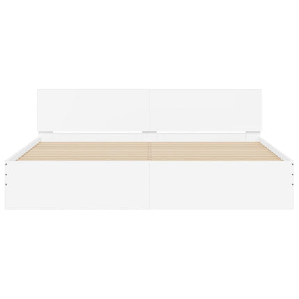 sengeramme med sengegavl og LED-lys 180x200 cm hvid