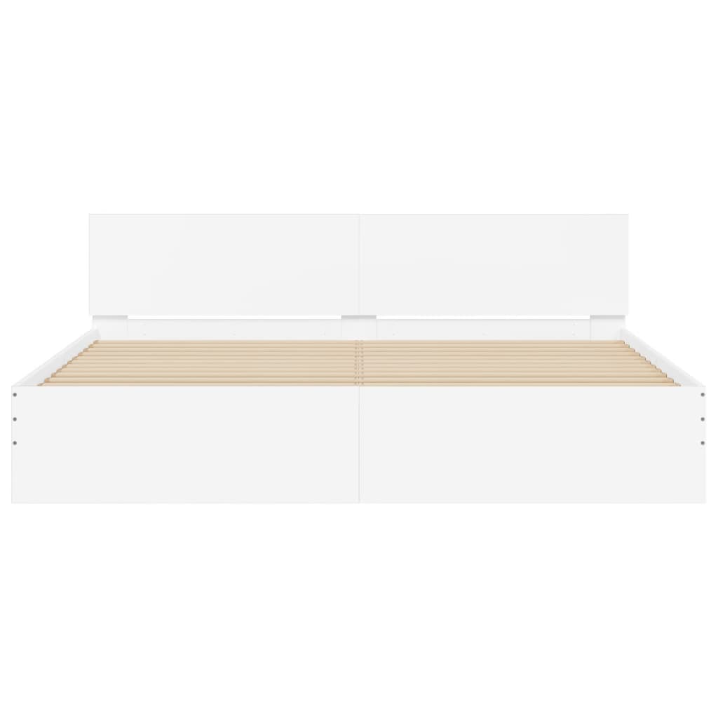 sengeramme med sengegavl og LED-lys 180x200 cm hvid