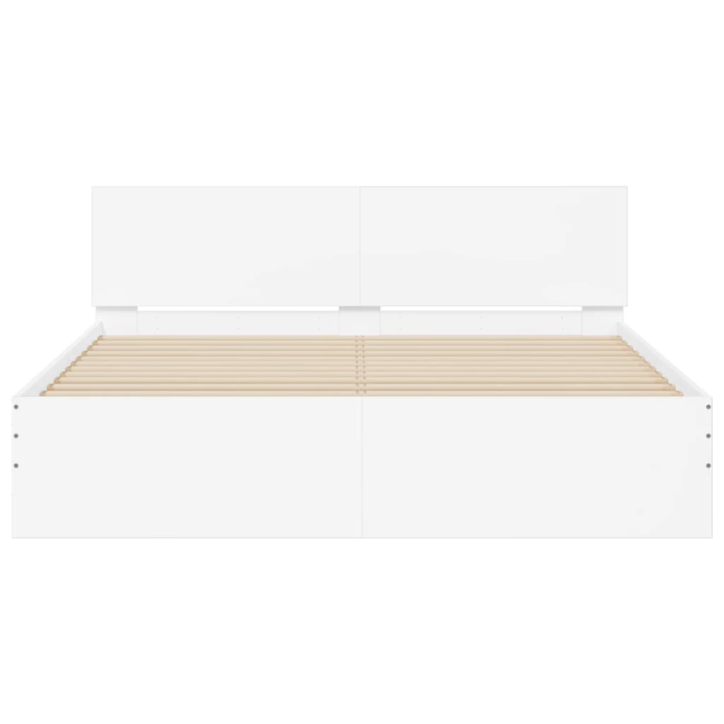 sengeramme med sengegavl og LED-lys 160x200 cm hvid