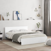 sengeramme med sengegavl og LED-lys 160x200 cm hvid