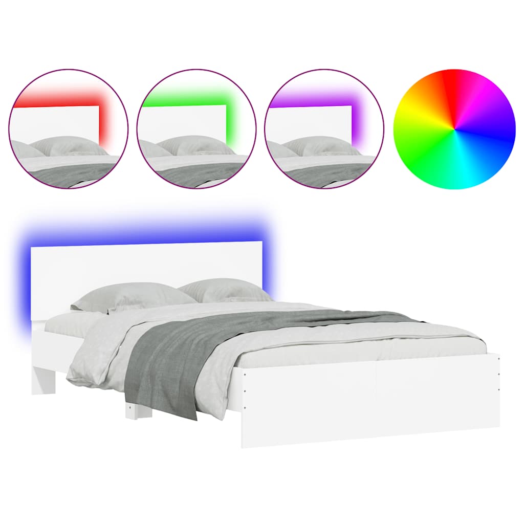 sengeramme med sengegavl og LED-lys 140x190 cm sonoma-eg