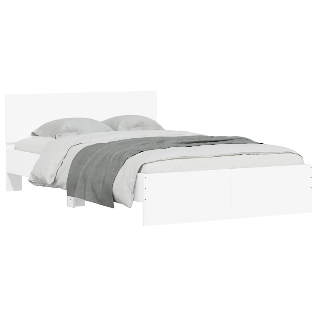 sengeramme med sengegavl og LED-lys 140x190 cm sonoma-eg
