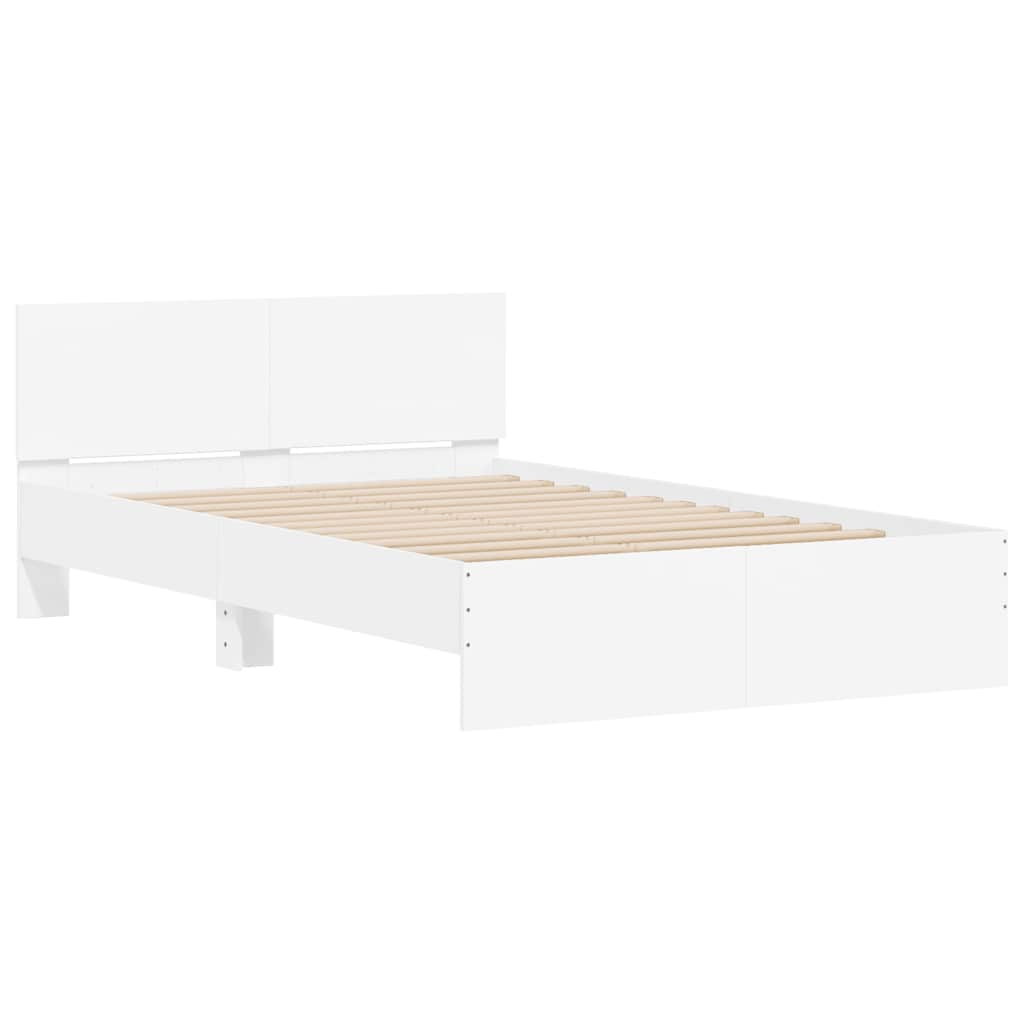 sengeramme med sengegavl og LED-lys 140x190 cm sonoma-eg