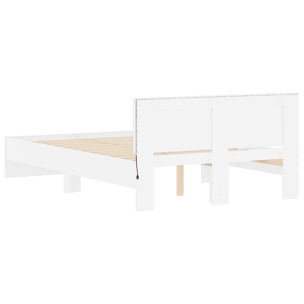 sengeramme med sengegavl og LED-lys 140x190 cm sonoma-eg