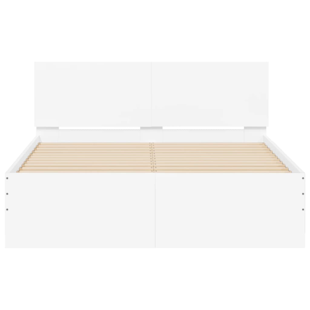 sengeramme med sengegavl og LED-lys 135x190 cm hvid