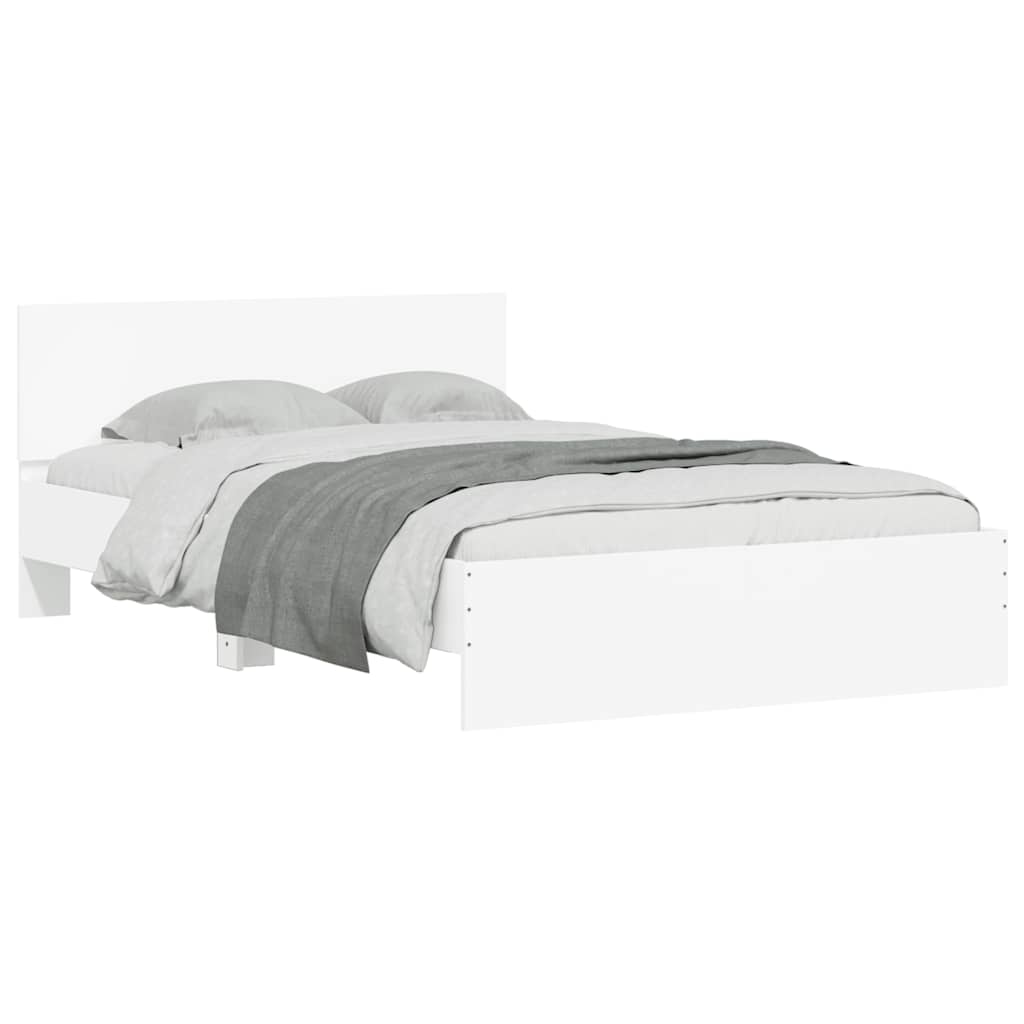 sengeramme med sengegavl og LED-lys 120x190 cm hvid